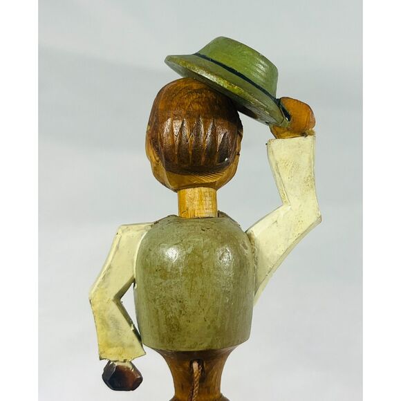 Vintage Anri Italian Wooden Bottle Stopper Man Tipping Hat Cork Hand Carved - Picture 7 of 10